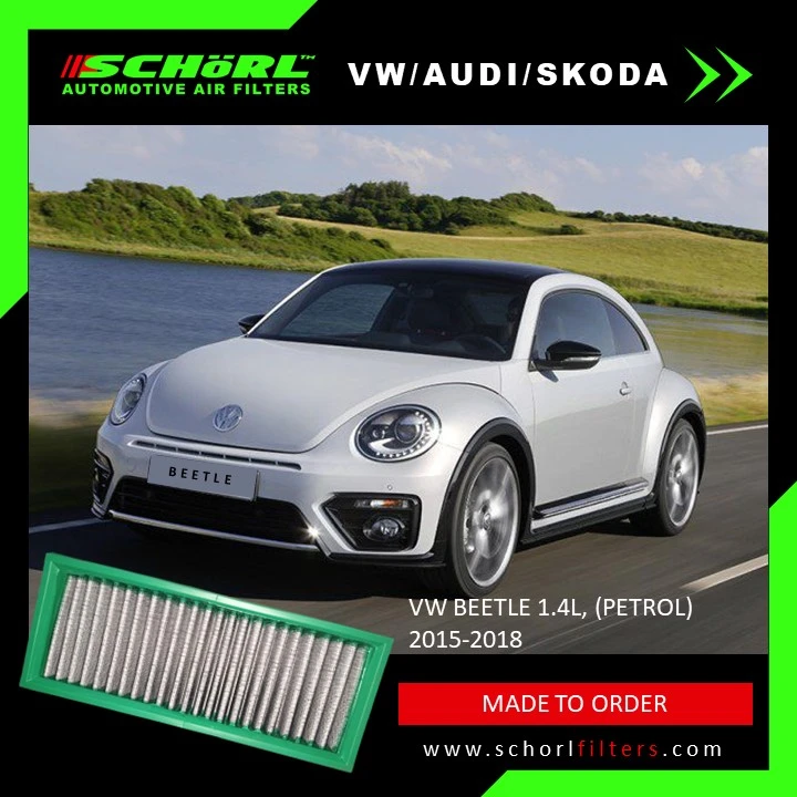 a Schorl brand automotive air filter designed for Audi & more vehicles