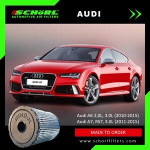 a Schorl brand automotive air filter designed for Audi & more vehicles