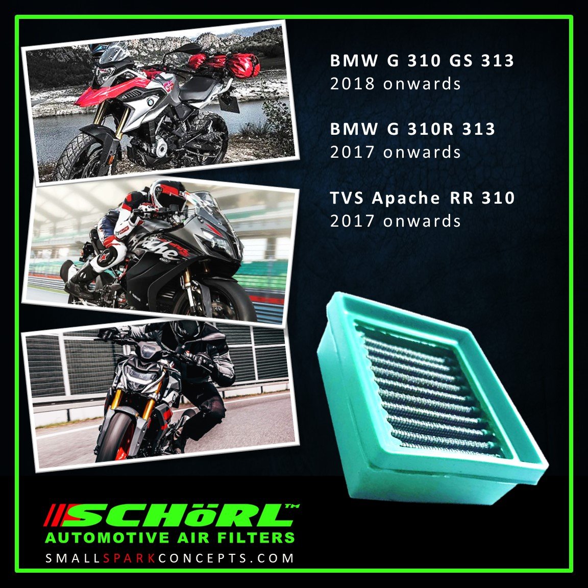 BMW G 310, GS313, G 310 R, TVS Apache RR 310 Air Filter