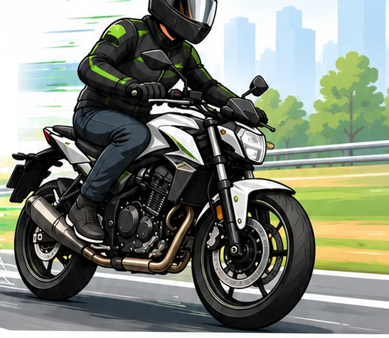Rider riding the motorcycle on an open road