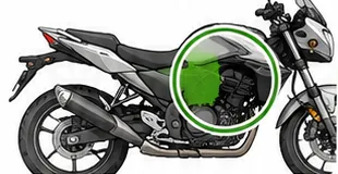 Motorcycle with the airbox location highlighted