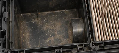 Dusty airbox before cleaning