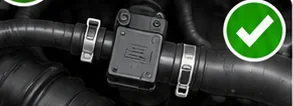 Properly connected sensor and hose