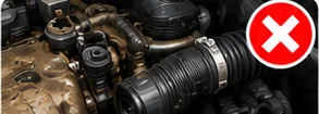 Oily, dusty engine bay