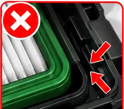 Gap between filter edge and airbox