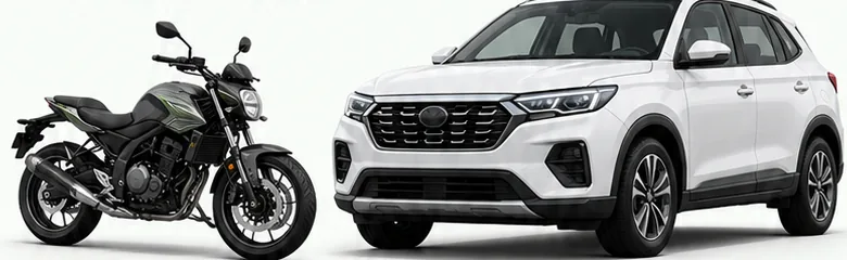 Motorcycle and SUV